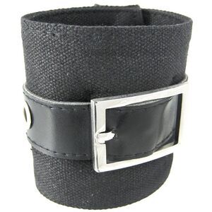 Black Canvas Wristband W/ Vinyl Strap Chrome Buckle